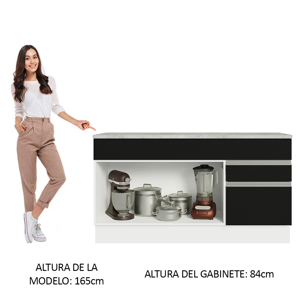 Bajo Mesada Cocina Madesa Glamy 150cm Con Tapa BN - Image 4