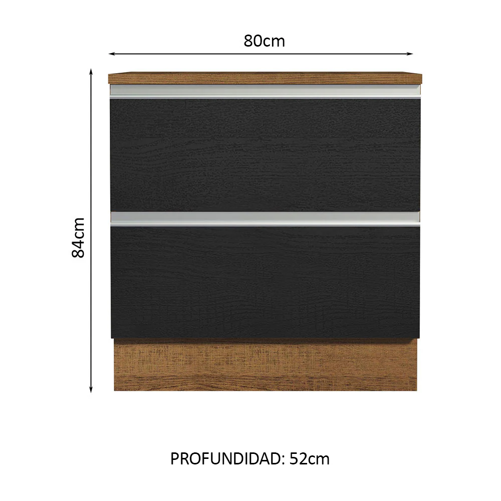 Bajo Mesada Cocina Madesa Glamy 80cm Con Tapa Marrón/Negro 01 - Image 2