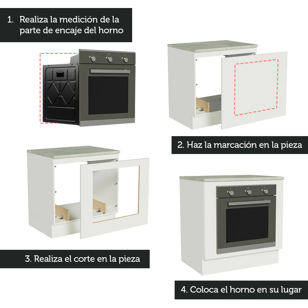 Bajo Mesada Cocina para Horno Empotrado 80 x 60 cm con Mesada Blanco Agata, Glamy, Lux, Stella Madesa - Image 4