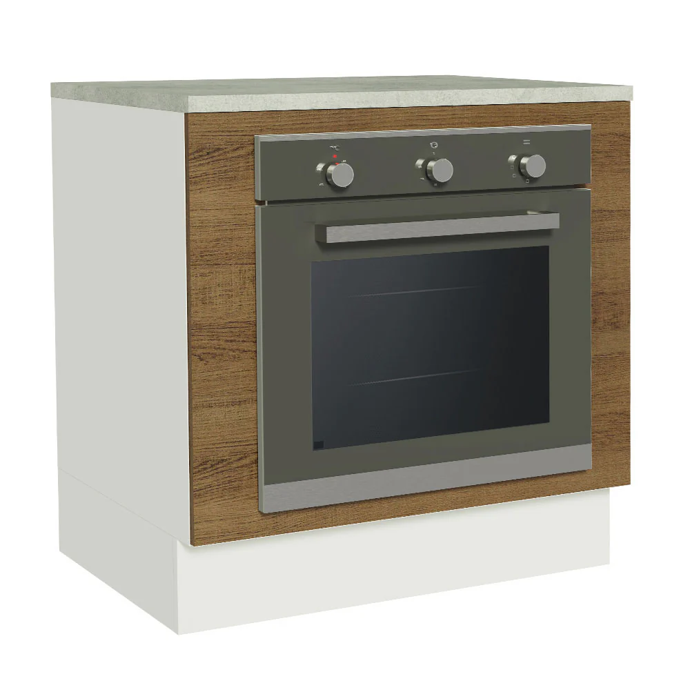 Bajo Mesada Cocina para Horno Empotrado 80 x 60 cm con Mesada Blanco/Marrón Glamy, Stella Madesa