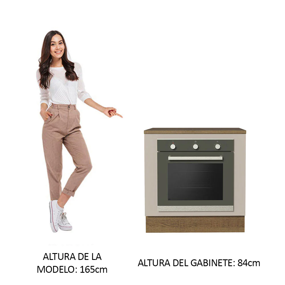 Bajo Mesada Cocina para Horno Empotrado 80 x 60 cm con Mesada Marrón/Crema Agata Madesa - Image 3