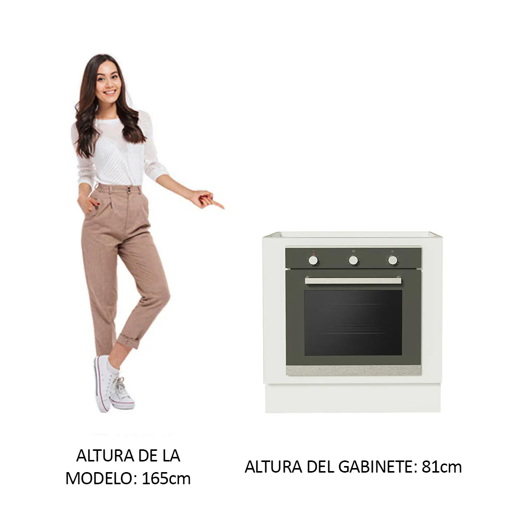 Bajo Mesada Cocina para Horno Empotrado 80 x 60 cm Sin Mesada Blanco Agata, Glamy, Lux, Stella Madesa - Image 3