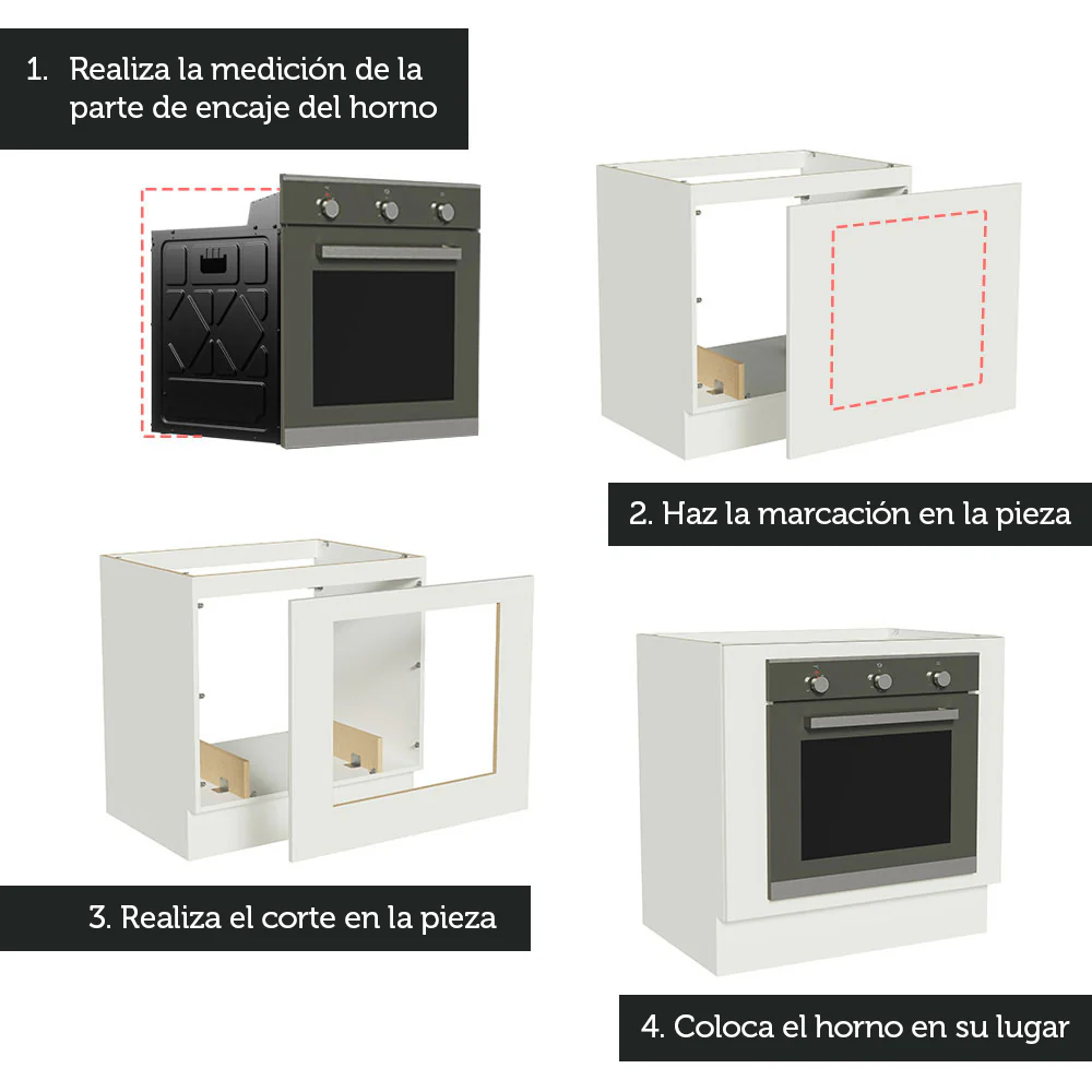 Bajo Mesada Cocina para Horno Empotrado 80 x 60 cm Sin Mesada Blanco Agata, Glamy, Lux, Stella Madesa - Image 4