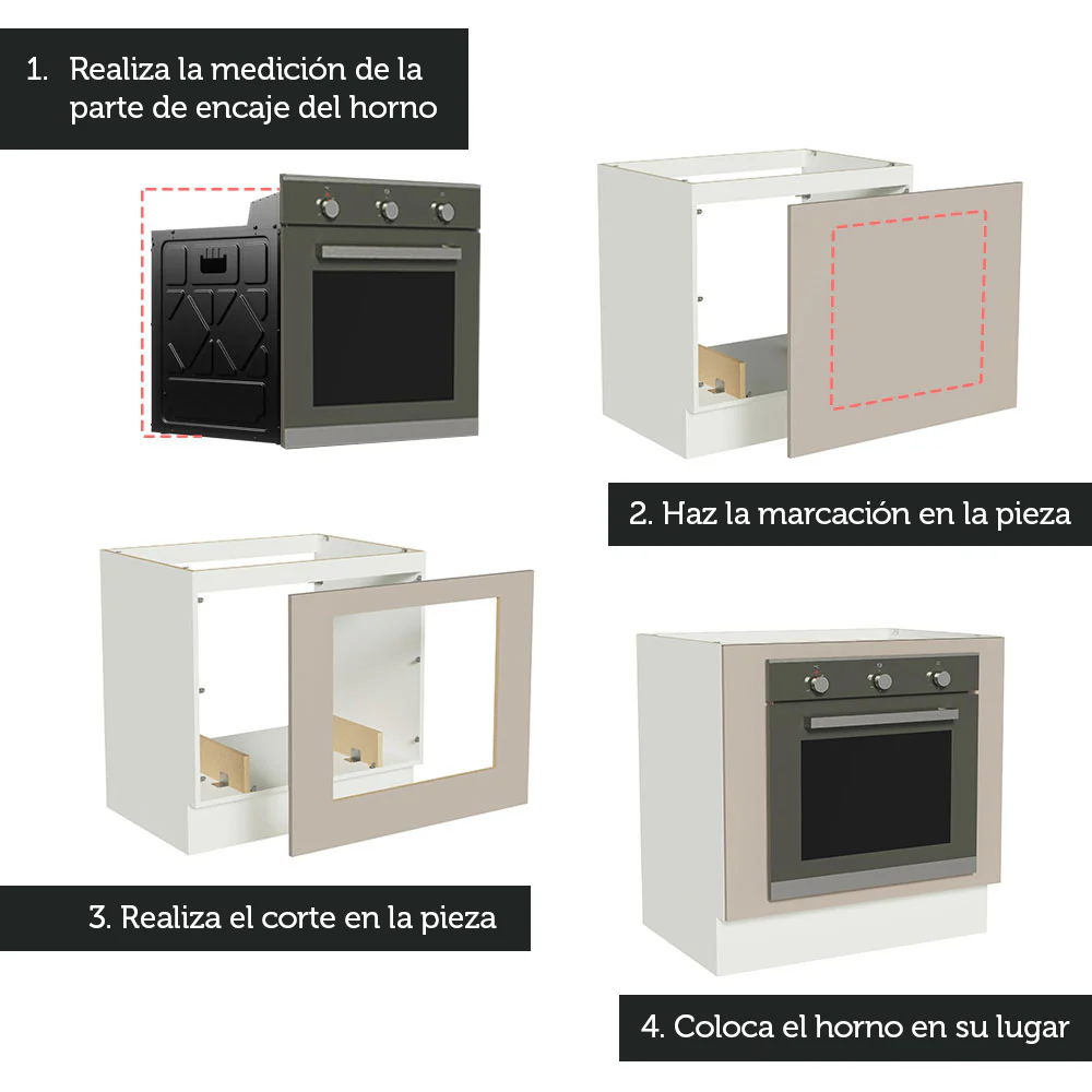 Bajo Mesada Cocina para Horno Empotrado 80 x 60 cm Sin Mesada Blanco/Crema Agata Madesa - Image 4