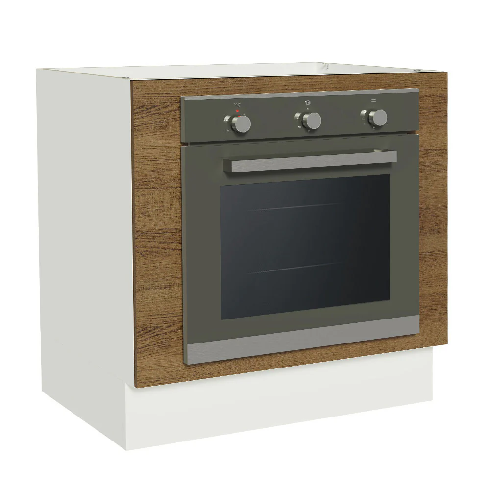 Bajo Mesada Cocina para Horno Empotrado 80 x 60 cm Sin Mesada Blanco/Marrón Glamy, Stella Madesa
