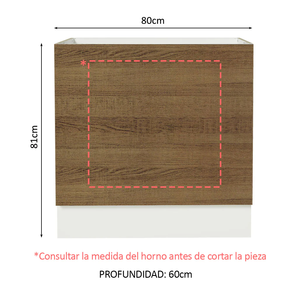 Bajo Mesada Cocina para Horno Empotrado 80 x 60 cm Sin Mesada Blanco/Marrón Glamy, Stella Madesa - Image 2