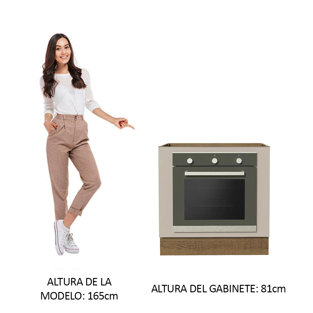 Bajo Mesada Cocina para Horno Empotrado 80 x 60 cm Sin Mesada Marrón/Crema Agata Madesa - Image 3