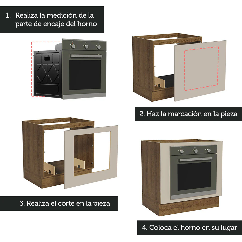 Bajo Mesada Cocina para Horno Empotrado 80 x 60 cm Sin Mesada Marrón/Crema Agata Madesa - Image 4