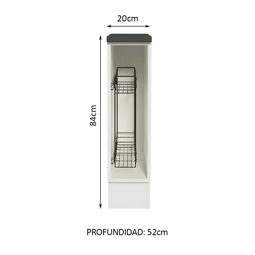 Bajo Mesada Cocina Puerta-Temperos 100% MDF 20 cm (Con Mesada) Blanco Acordes Madesa - Image 2