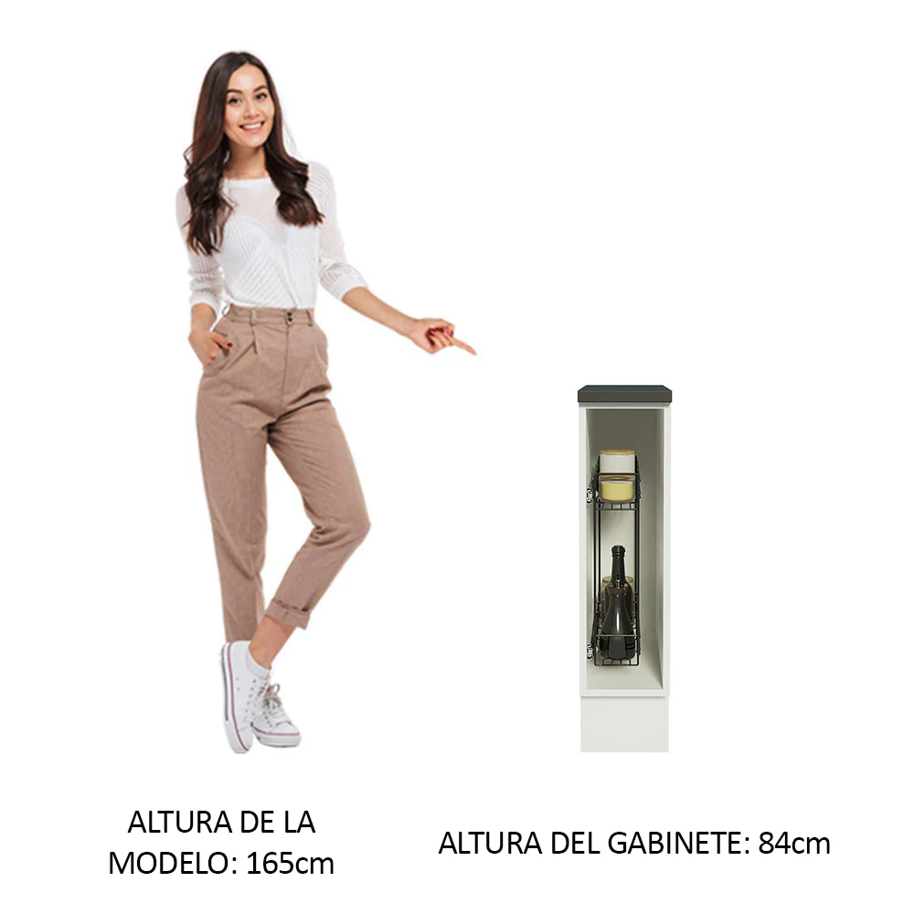 Bajo Mesada Cocina Puerta-Temperos 100% MDF 20 cm (Con Mesada) Blanco Acordes Madesa - Image 3