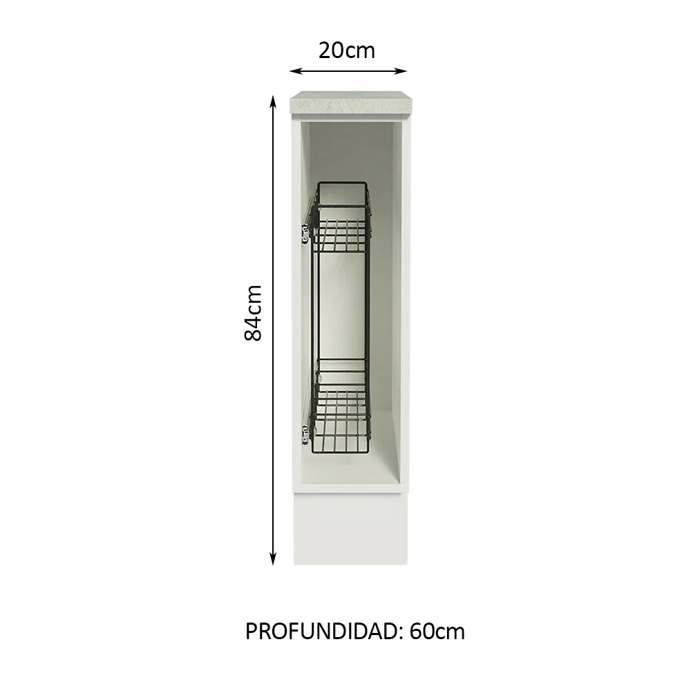 Bajo Mesada Especiero 20 x 60 cm (Con Mesada) para Cocinas Blanco Madesa - Image 2