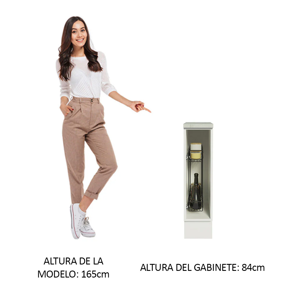 Bajo Mesada Especiero 20 x 60 cm (Con Mesada) para Cocinas Blanco Madesa - Image 3
