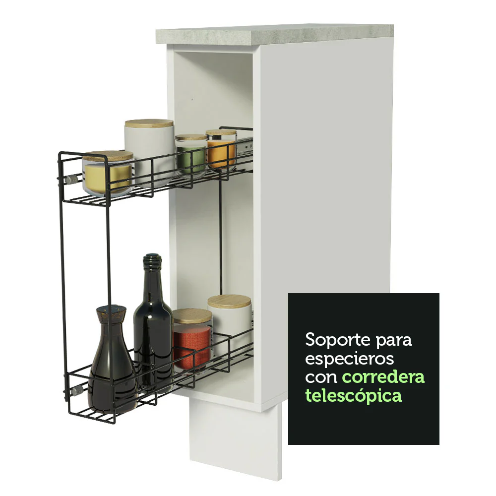 Bajo Mesada Especiero 20 x 60 cm (Con Mesada) para Cocinas Blanco Madesa - Image 4