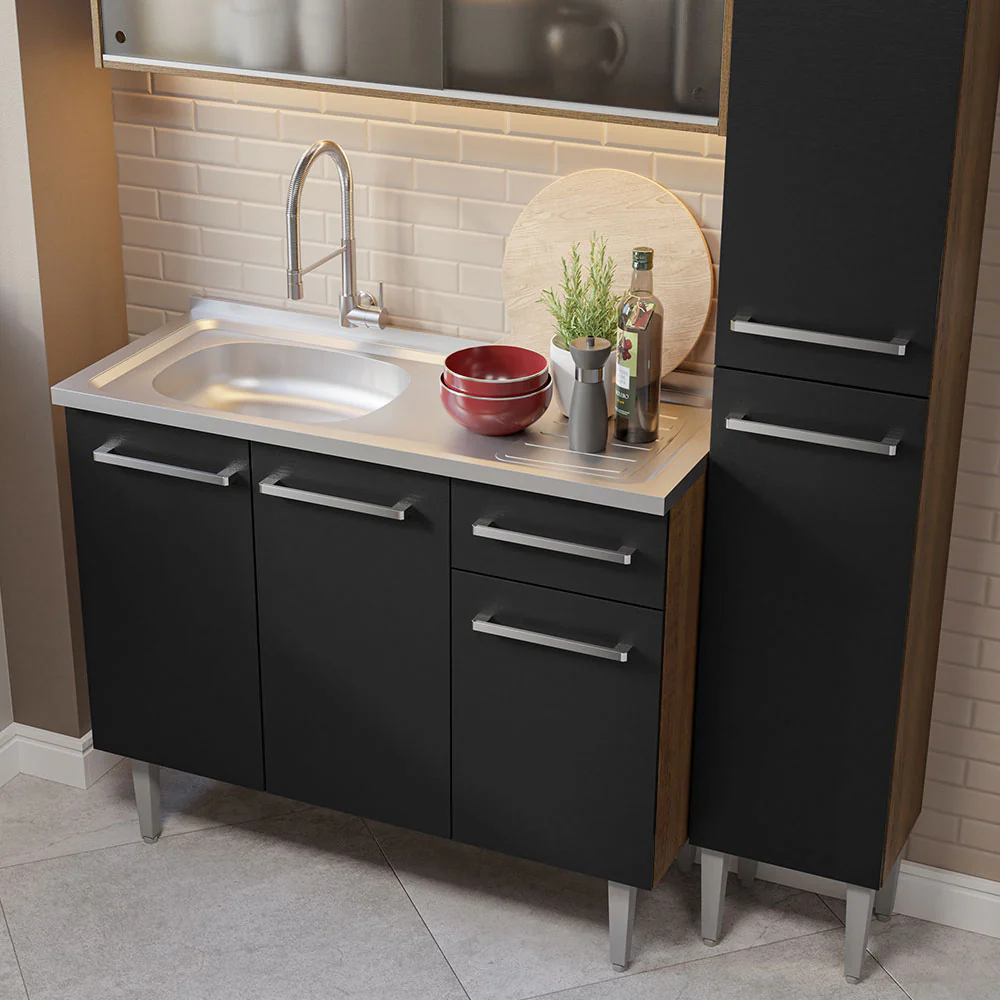 Combo de Cocina 137cm Con Bacha de acero inoxidable Emilly Madesa 07 - Image 6