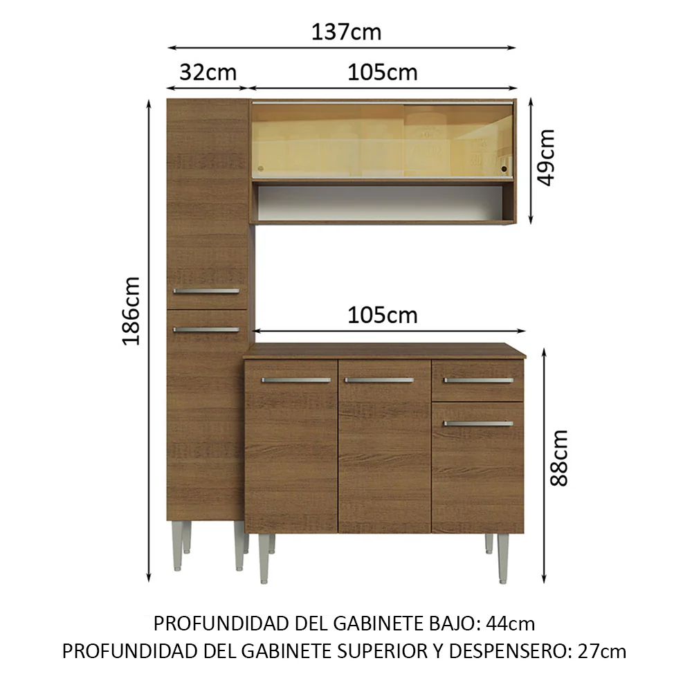 Combo de Cocina 137cm Sin Mesón De Acero Emilly Madesa 09 - Image 2