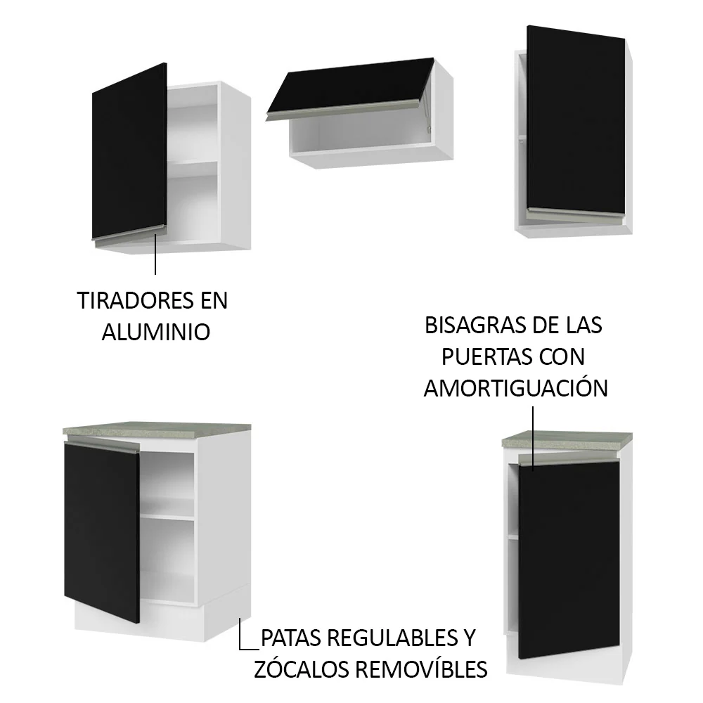 Combo de Cocina 160cm Madesa Glamy Blanco/Negro 07 - Image 4