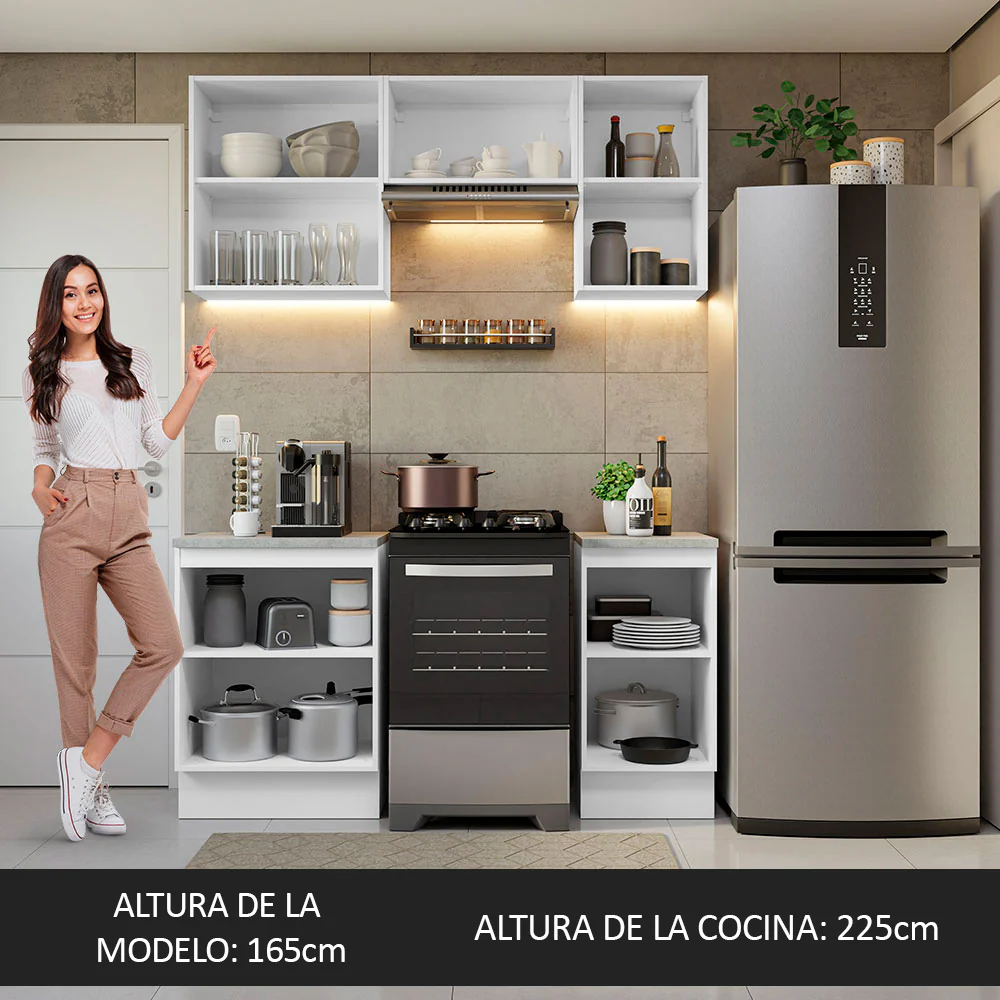 Combo de Cocina 160cm Madesa Glamy Blanco/Negro 07 - Image 6