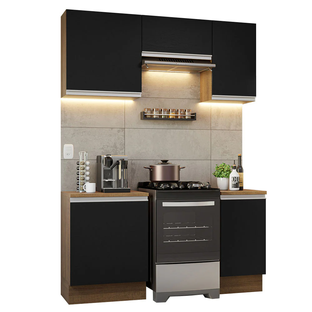 Combo de Cocina 160cm Madesa Glamy Marrón/Negro 07 - Image 3