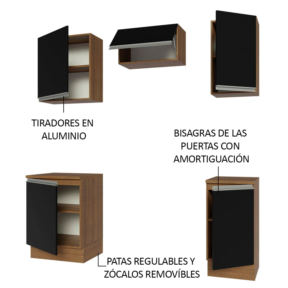 Combo de Cocina 160cm Madesa Glamy Marrón/Negro 07 - Image 4