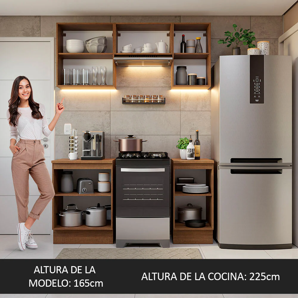 Combo de Cocina 160cm Madesa Glamy Marrón/Negro 07 - Image 6