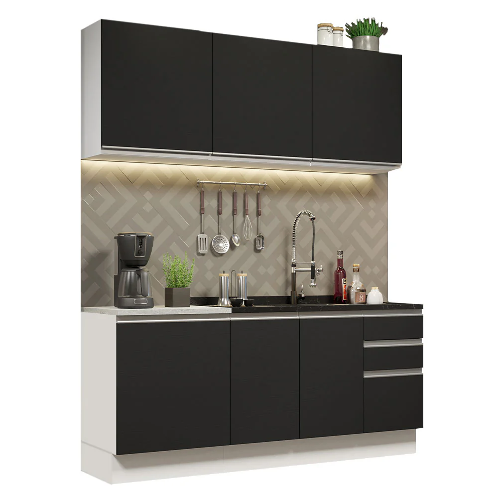 Combo de Cocina 180cm Madesa Glamy Blanco/Negro 05 - Image 3