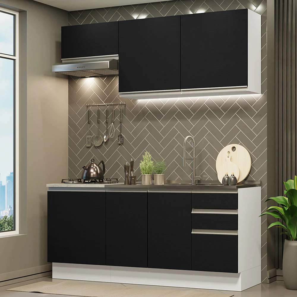 Combo de Cocina 180cm Madesa Glamy Blanco/Negro 07