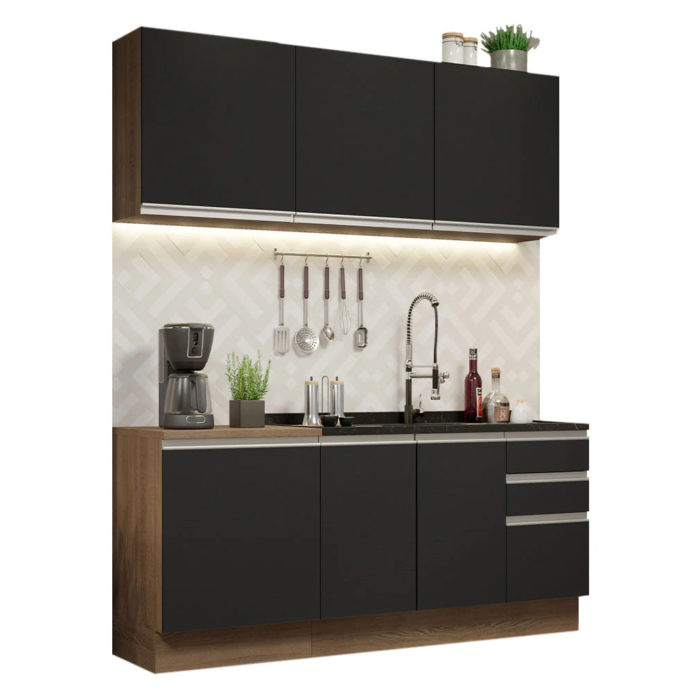 Combo de Cocina 180cm Madesa Glamy Marrón/Negro 05 - Image 3
