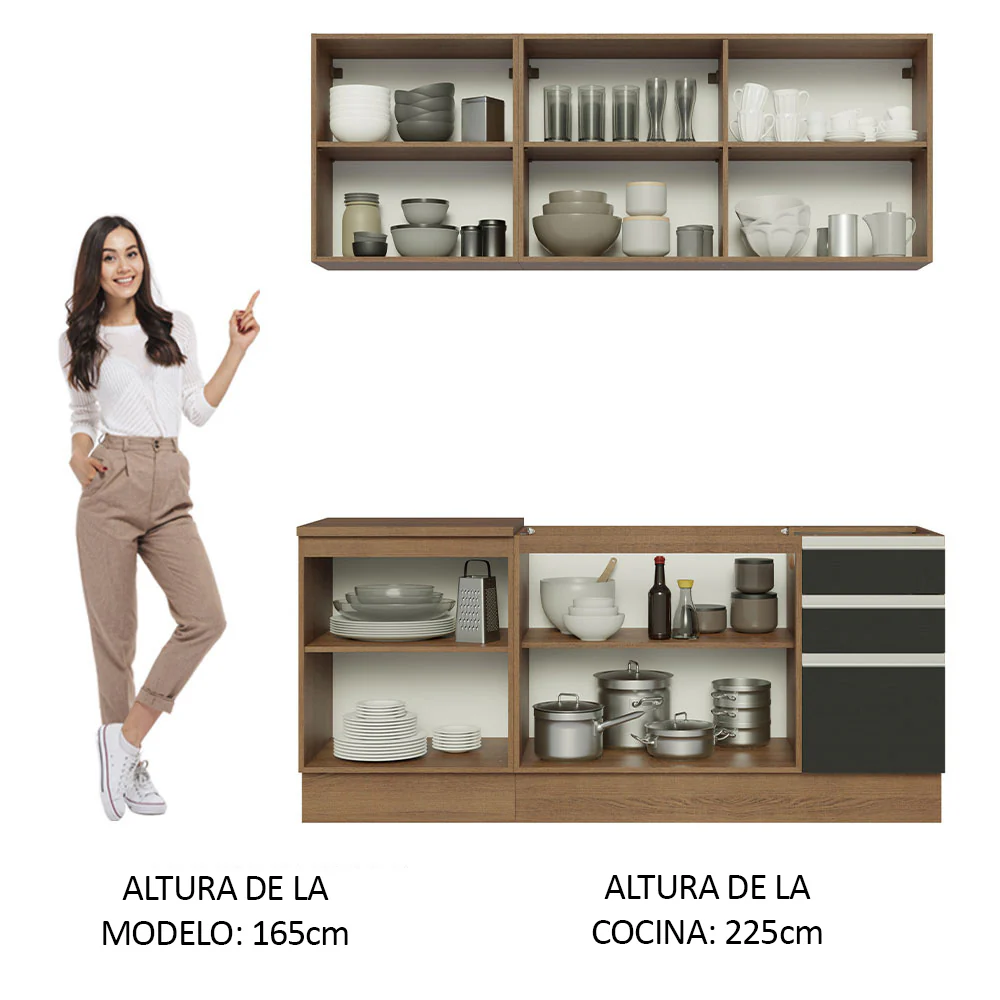 Combo de Cocina 180cm Madesa Glamy Marrón/Negro 05 - Image 4