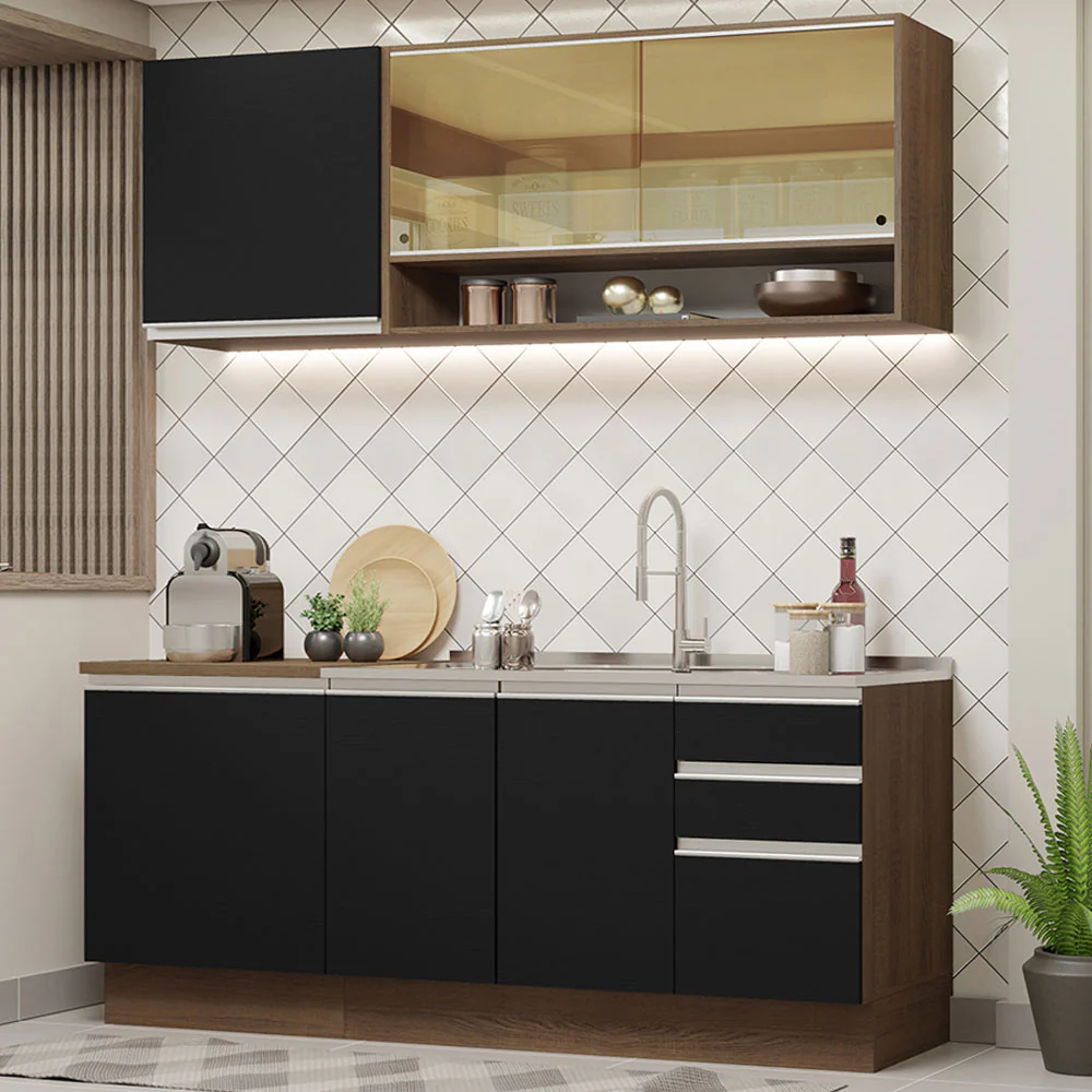 Combo de Cocina 180cm Madesa Glamy Marrón/Negro 06
