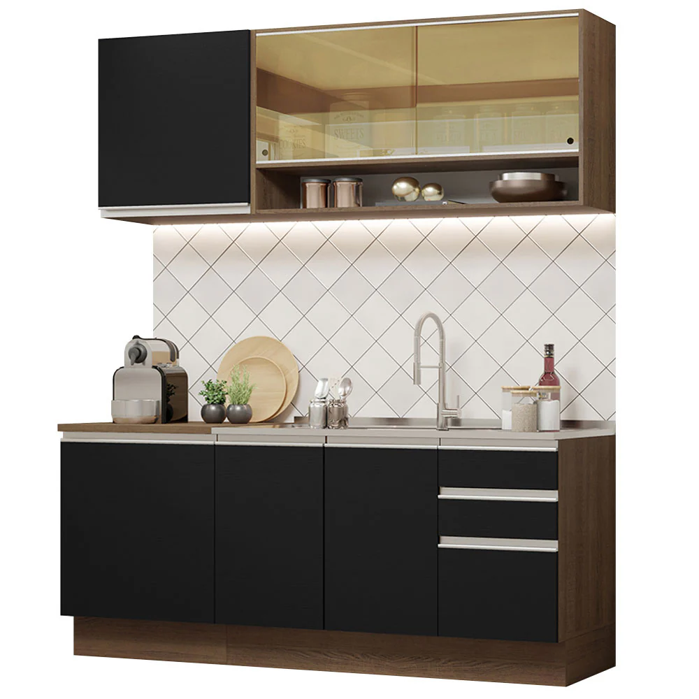 Combo de Cocina 180cm Madesa Glamy Marrón/Negro 06 - Image 3