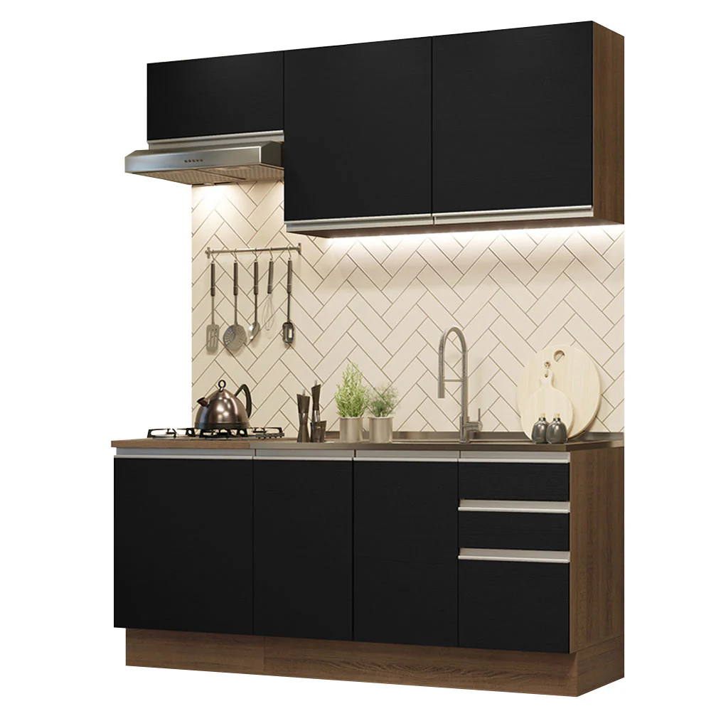 Combo de Cocina 180cm Madesa Glamy Marrón/Negro 07 - Image 3