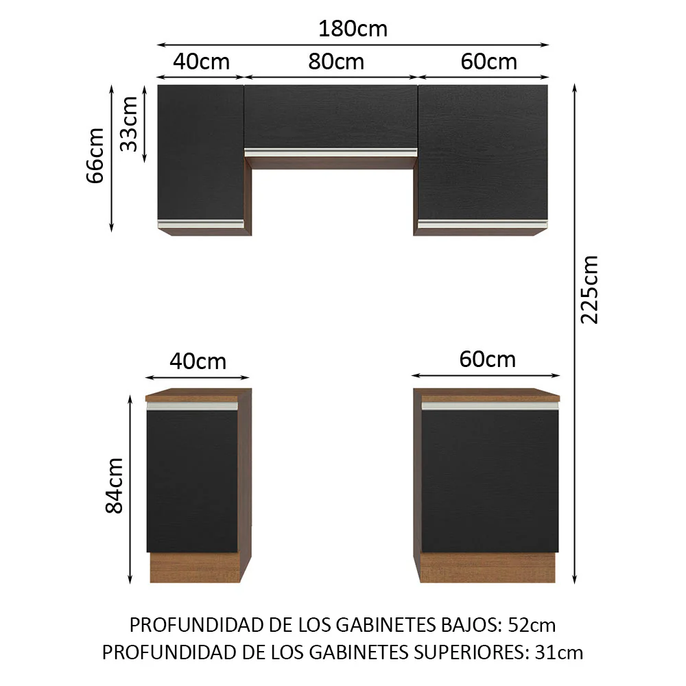 Combo de Cocina 180cm Madesa Glamy Marrón/Negro 12 - Image 3