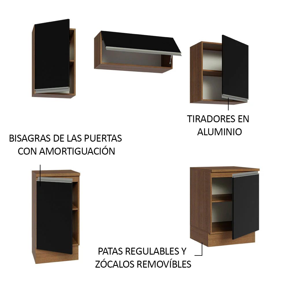 Combo de Cocina 180cm Madesa Glamy Marrón/Negro 12 - Image 4