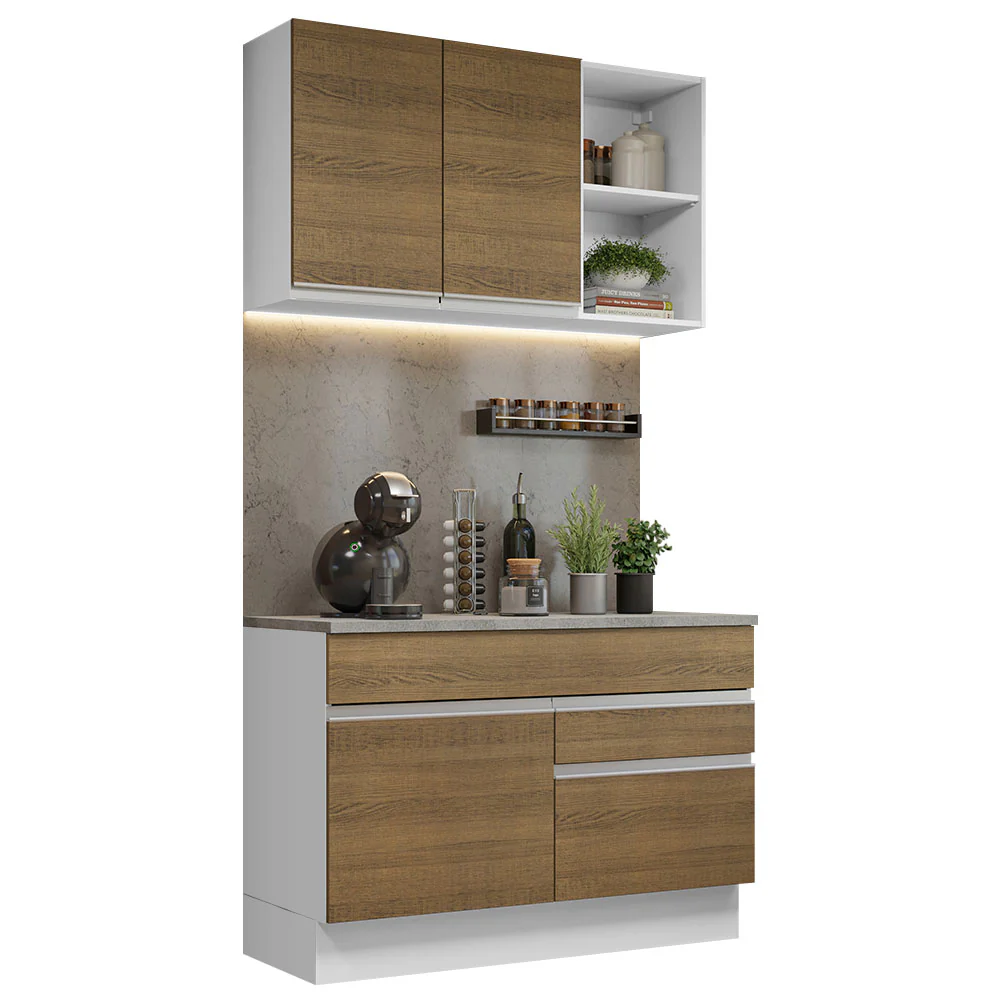 Combo de Cocina 120cm Glamy Madesa 08 Blanco/Marrón - Image 3