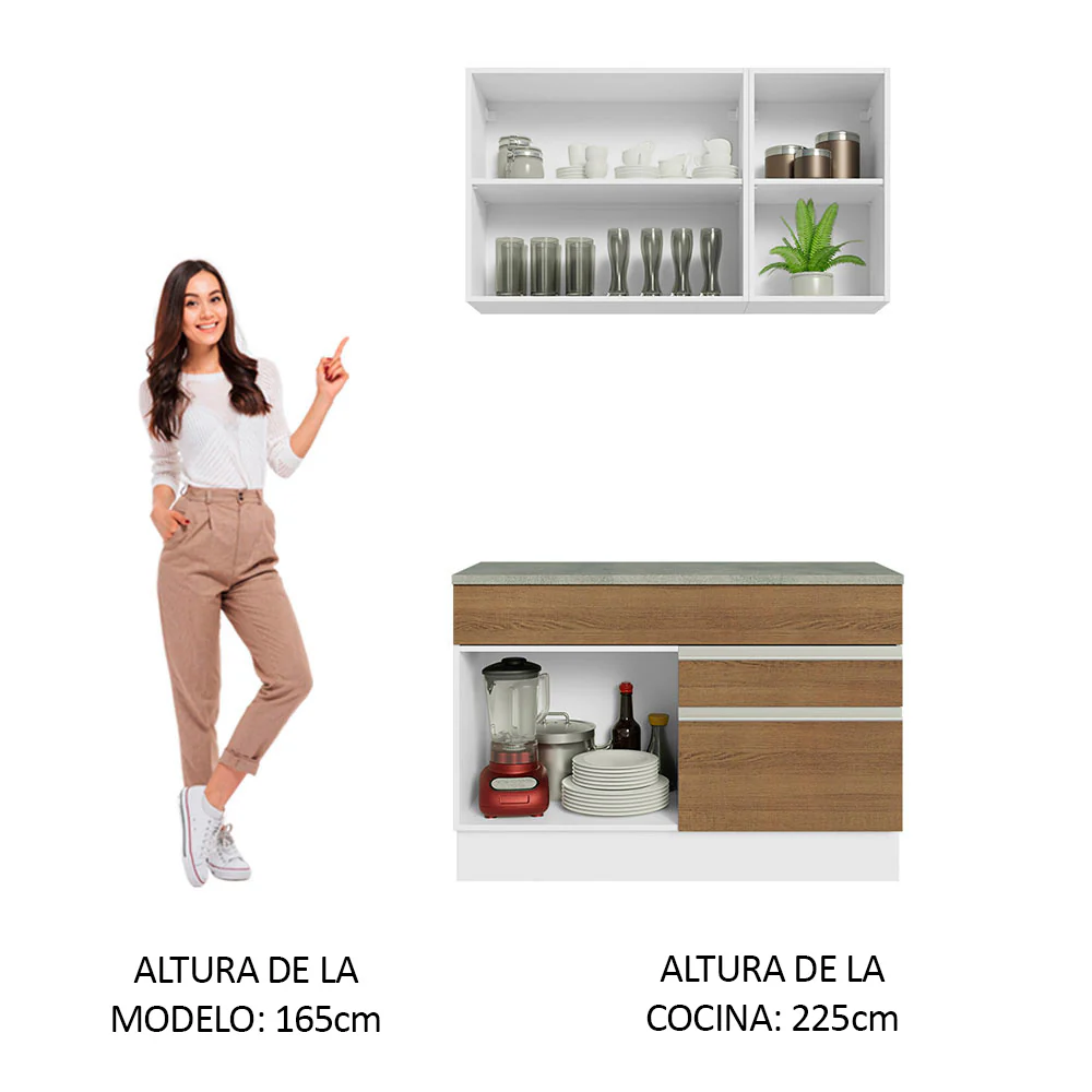 Combo de Cocina 120cm Glamy Madesa 08 Blanco/Marrón - Image 4
