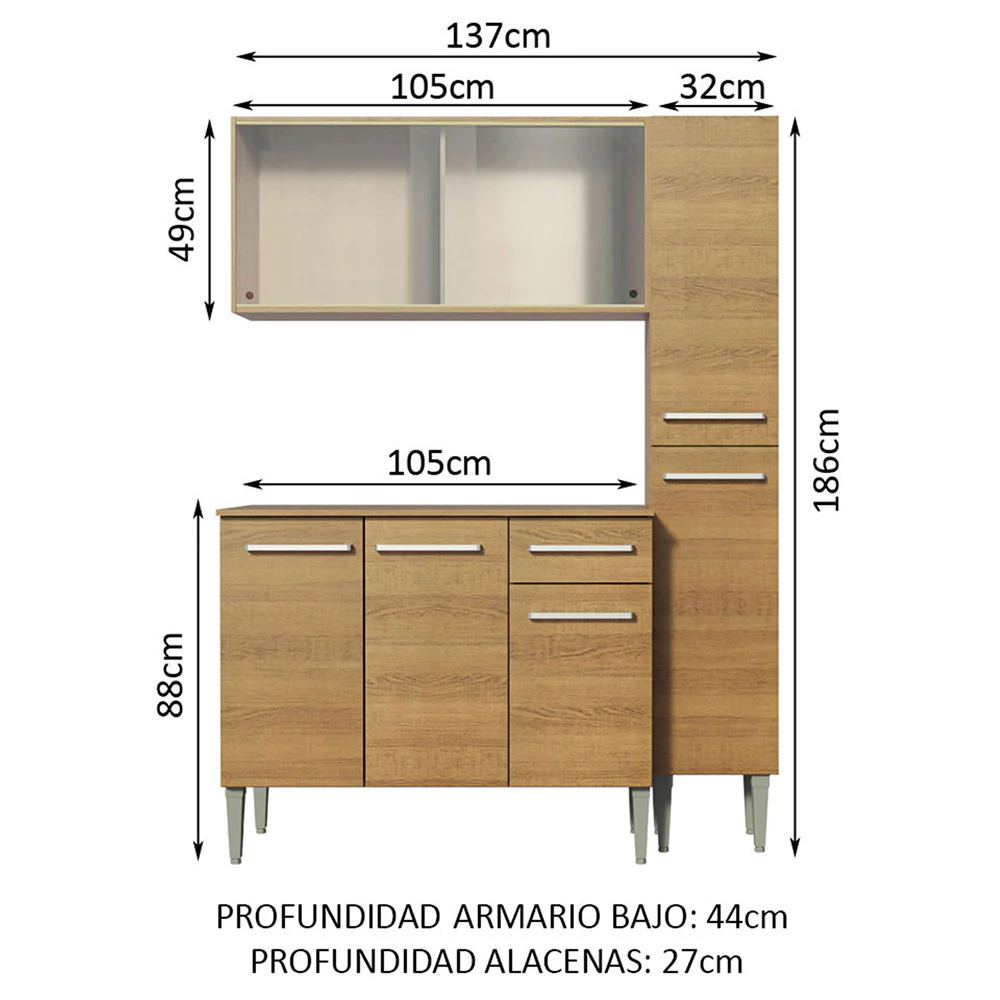 Combo de Cocina 137cm Emilly Force Madesa 02 - Image 2