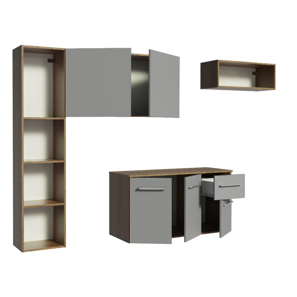 Cocina Compacta 180cm Marrón/Gris Easy Madesa - Image 4