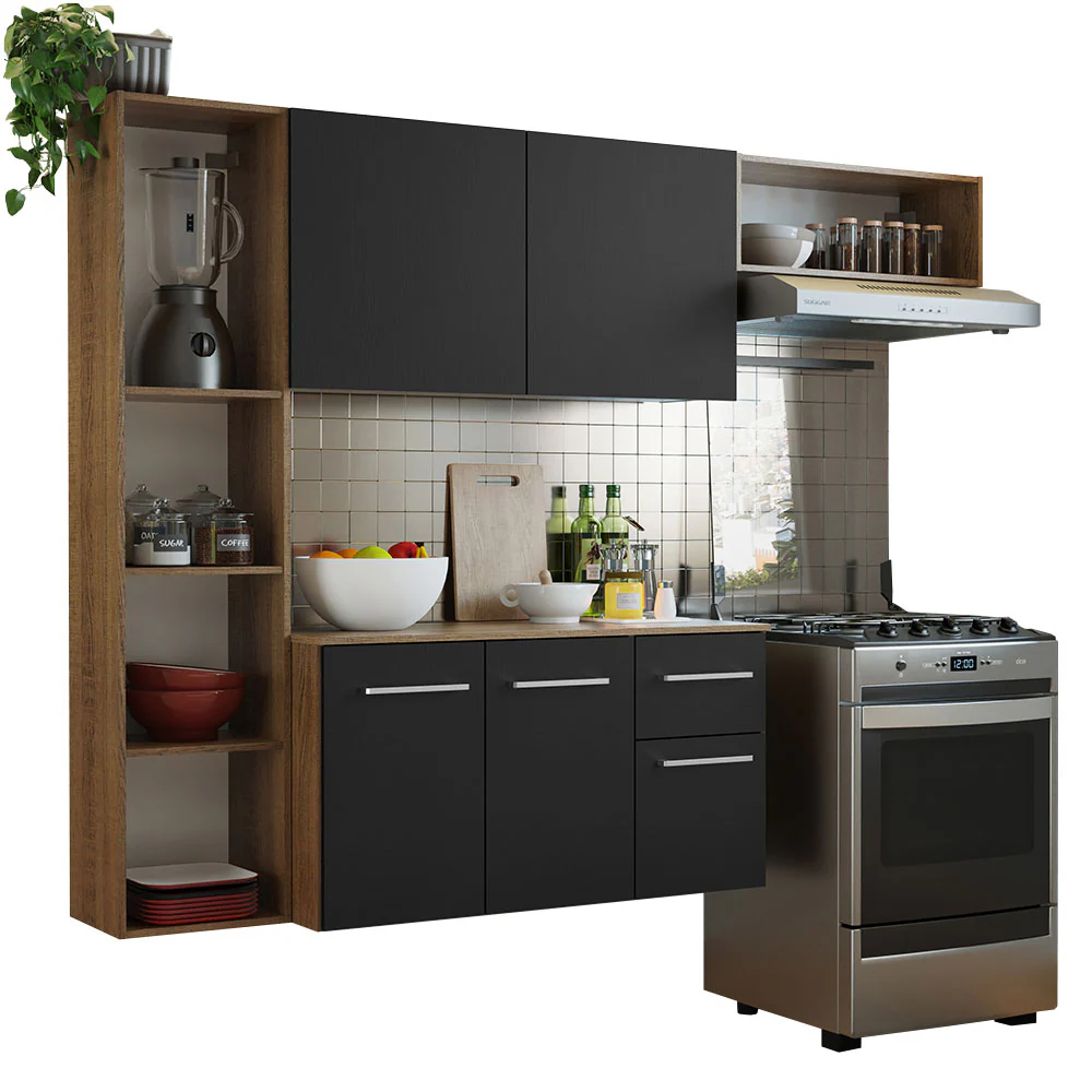 Cocina Compacta 180cm Marrón/Negro Easy Madesa - Image 3
