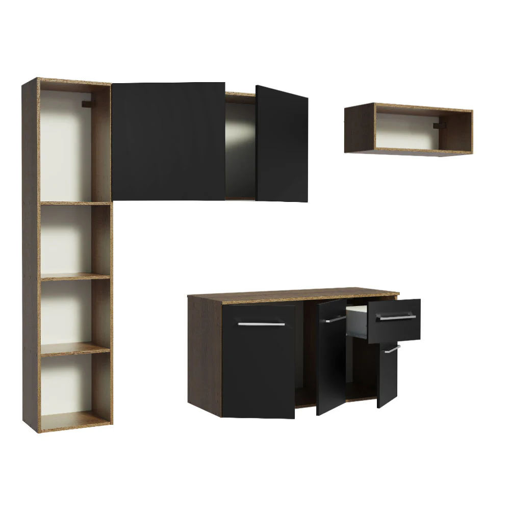 Cocina Compacta 180cm Marrón/Negro Easy Madesa - Image 4