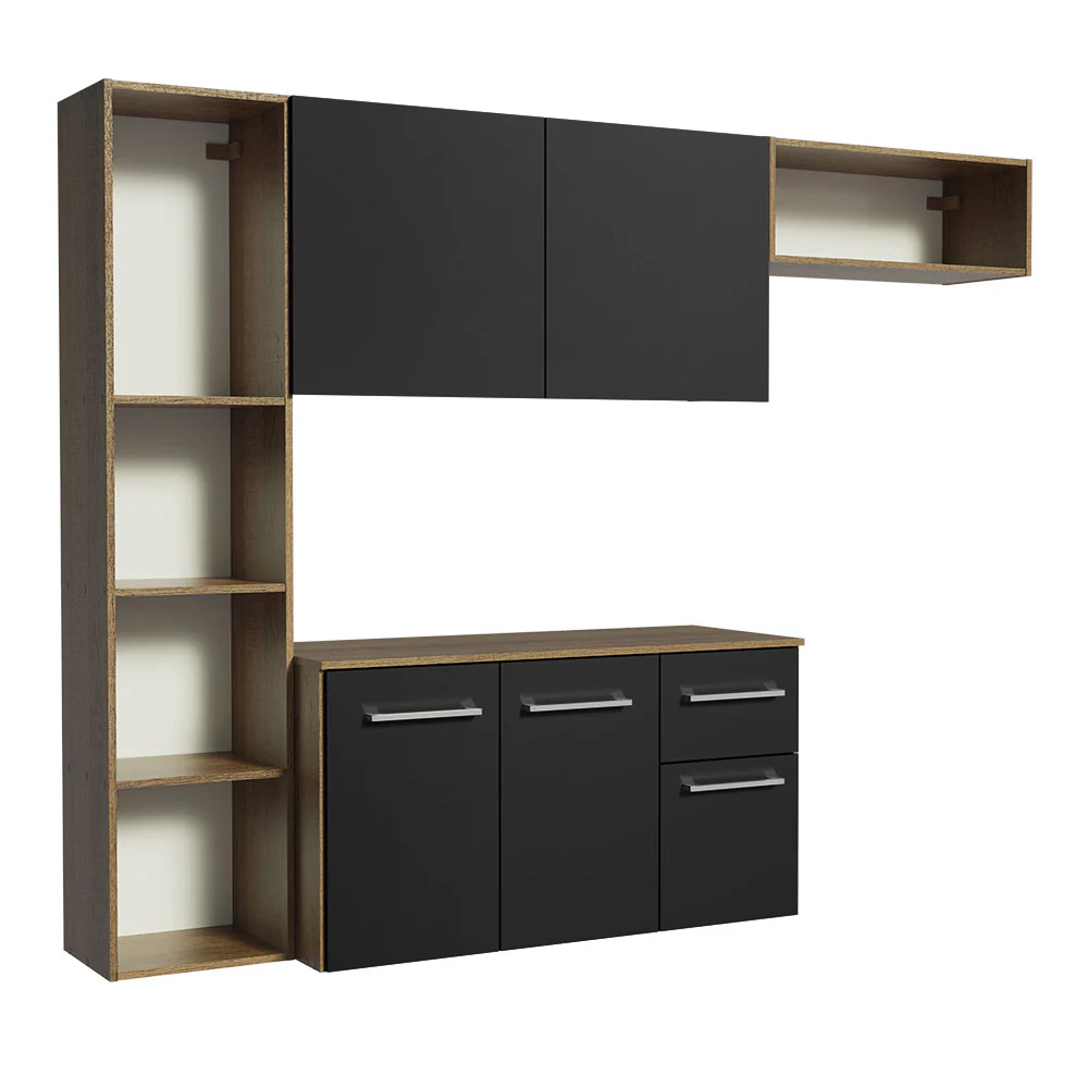Cocina Compacta 180cm Marrón/Negro Easy Madesa - Image 6
