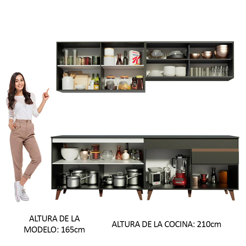 Combo completo de Cocina 240cm Negro Reims Madesa 01 - Image 5