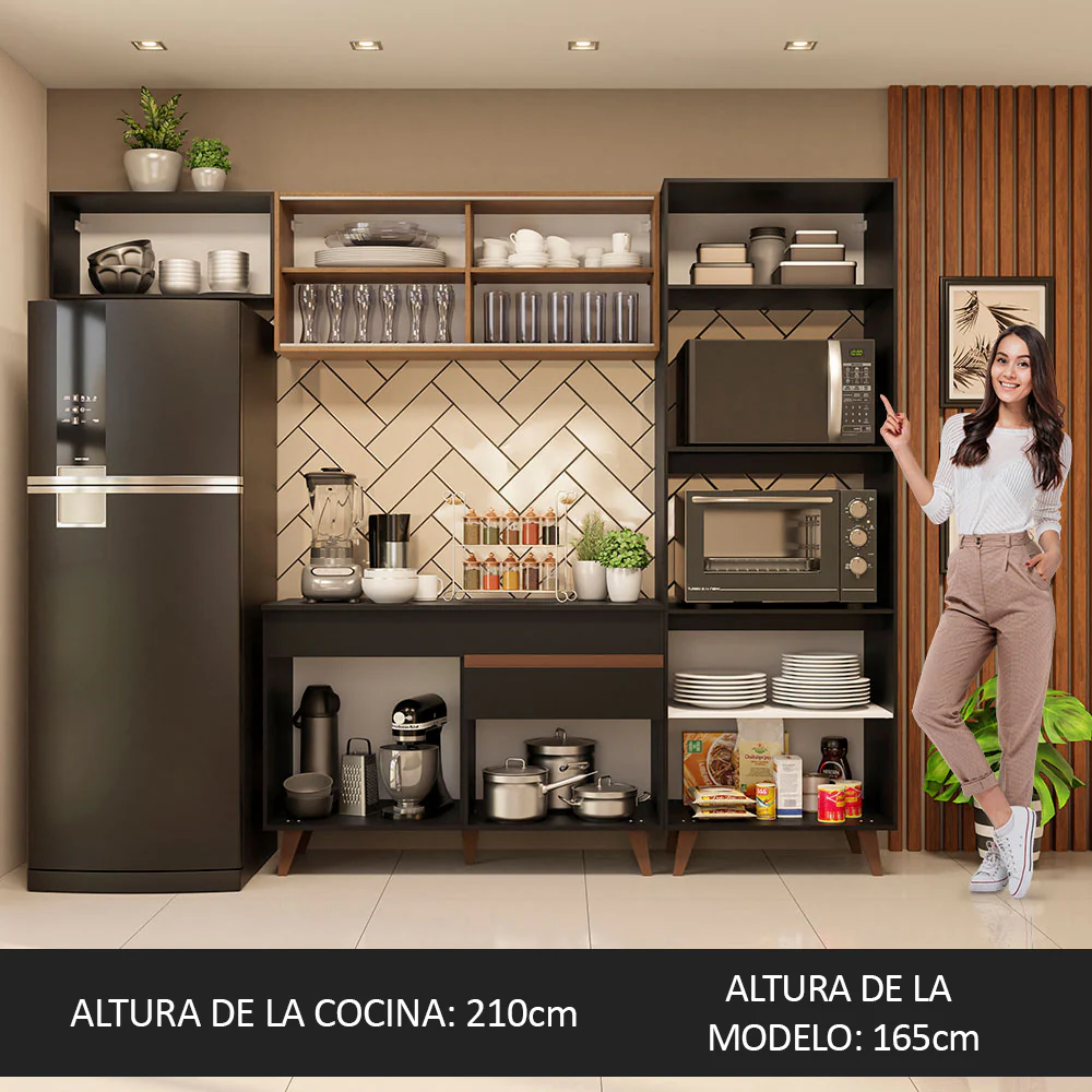 Combo completo de Cocina 260cm Negro/Marrón Reims Madesa 01 - Image 5