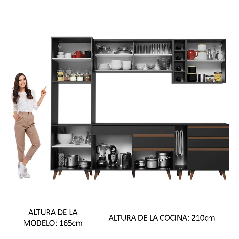 Combo completo de Cocina 260cm Negro Reims Madesa 04 - Image 5