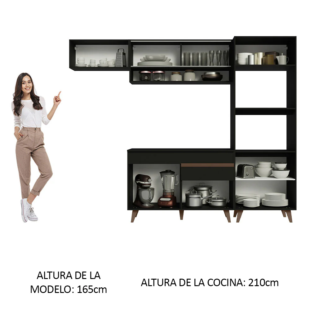 Combo completo de Cocina 260cm Negro Reims Madesa 07 - Image 5