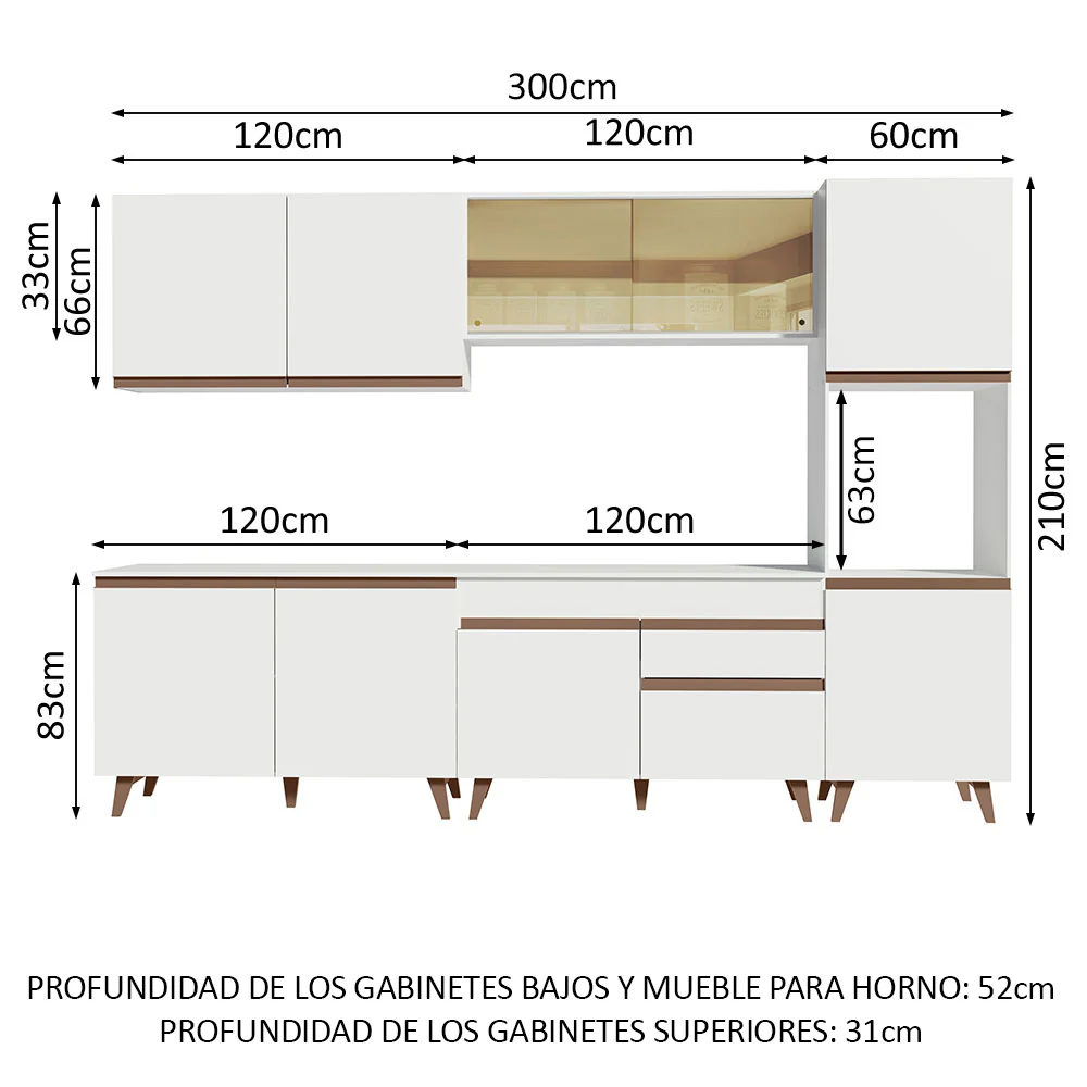 Combo completo de Cocina 300cm Blanco Reims Madesa 01 - Image 2