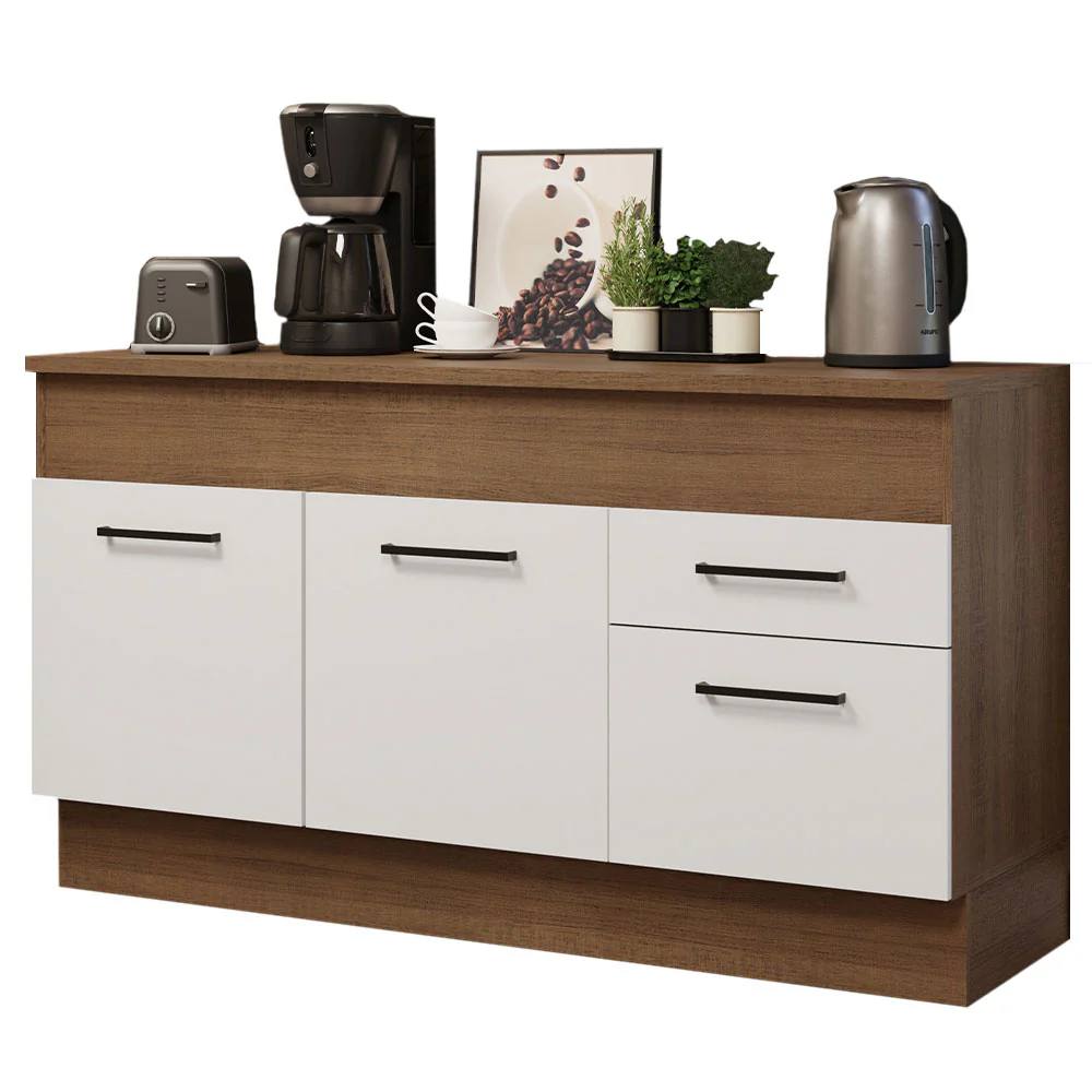 Bajo Mesada de 150 cm con 2 puertas y 2 cajones (con mesada) Agata Marrón/Blanco - Image 3