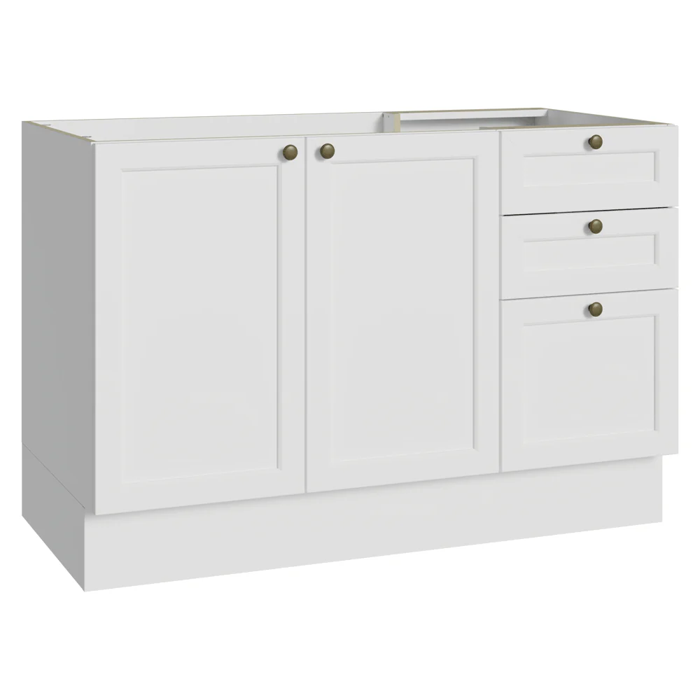 Bajo Mesada Cocina 120 x 60 cm 2 Puertas 3 Cajones (Sin Mesada) Blanco Vik Madesa