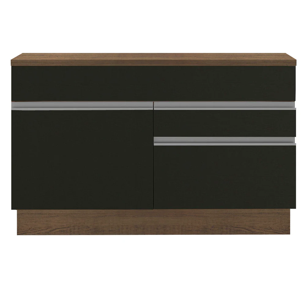 Bajo Mesada para Bacha 120 cm 1 Puerta 2 Cajones (Con Mesada) Marrón/Negro Glamy Madesa - Image 9