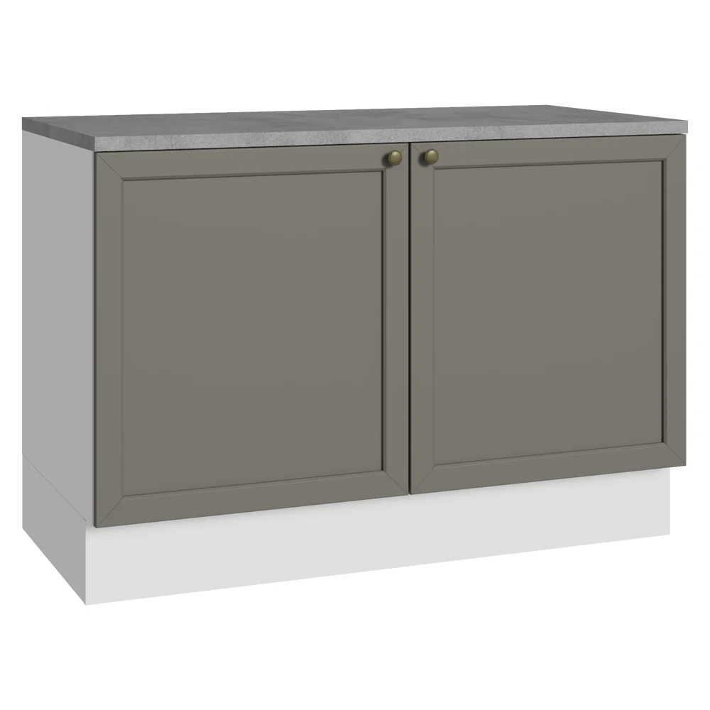 Bajo Mesada Cocina 120 cm 2 Puertas (Con Mesada) Blanco/Gris Vik Madesa