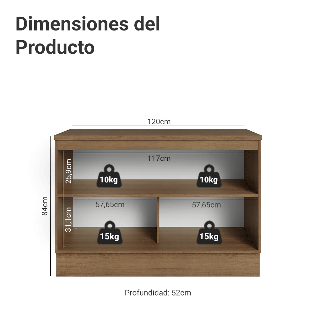 Bajo Mesada Cocina 120 cm 2 Puertas ( Con Mesada) Marrón/Azul Vik Madesa - Image 2